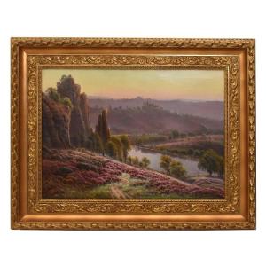 Tableau Ancien Paysages, Gaston Anglade, Corrèze, Bruyères, Huile Sur Toile, XX . (QP733)