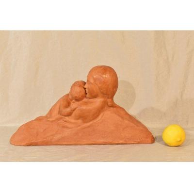 Art Deco Sculpture, Nude Woman, Terracotta, Signed Gennarelli, 20th Century. (stte60)