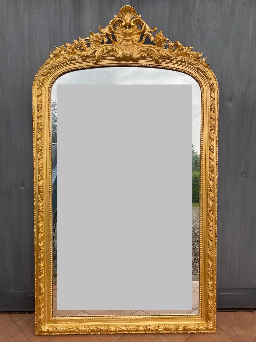 Large Floor Mirror From The Lombardy Area. Nineteenth Century