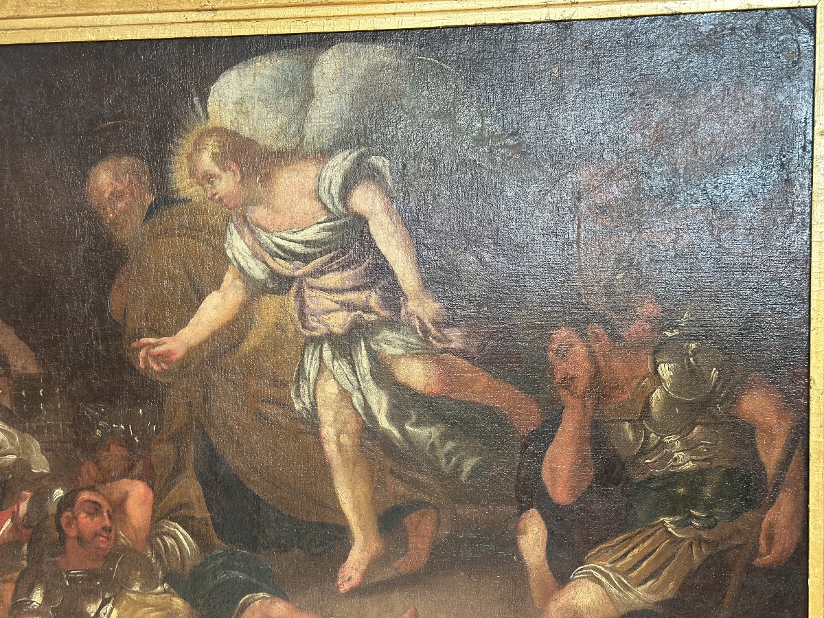 La Libération De Saint Pierre Huile Sur Toile. 17ème Siècle-photo-3