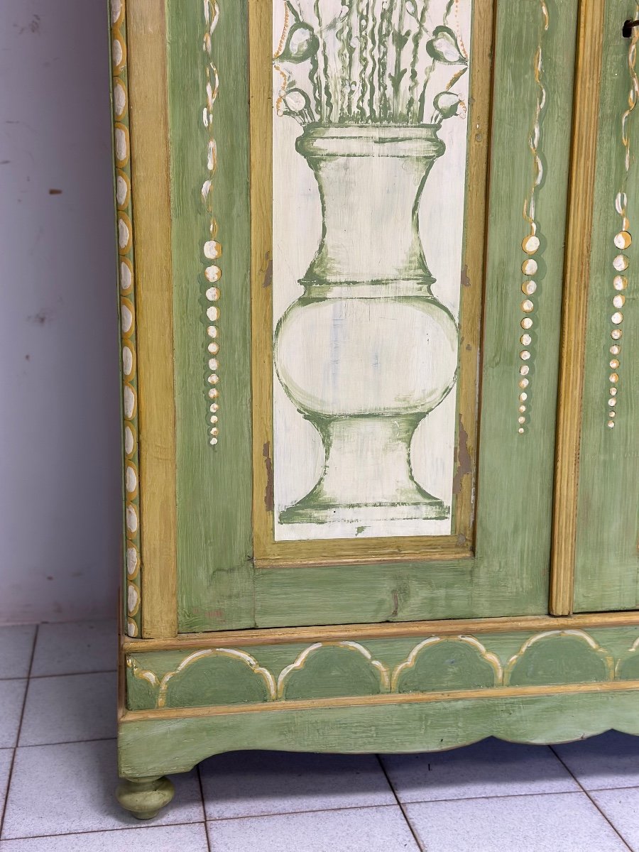 Armoire Laquée Peinte. Trente Bolzano 19ème Siècle-photo-3