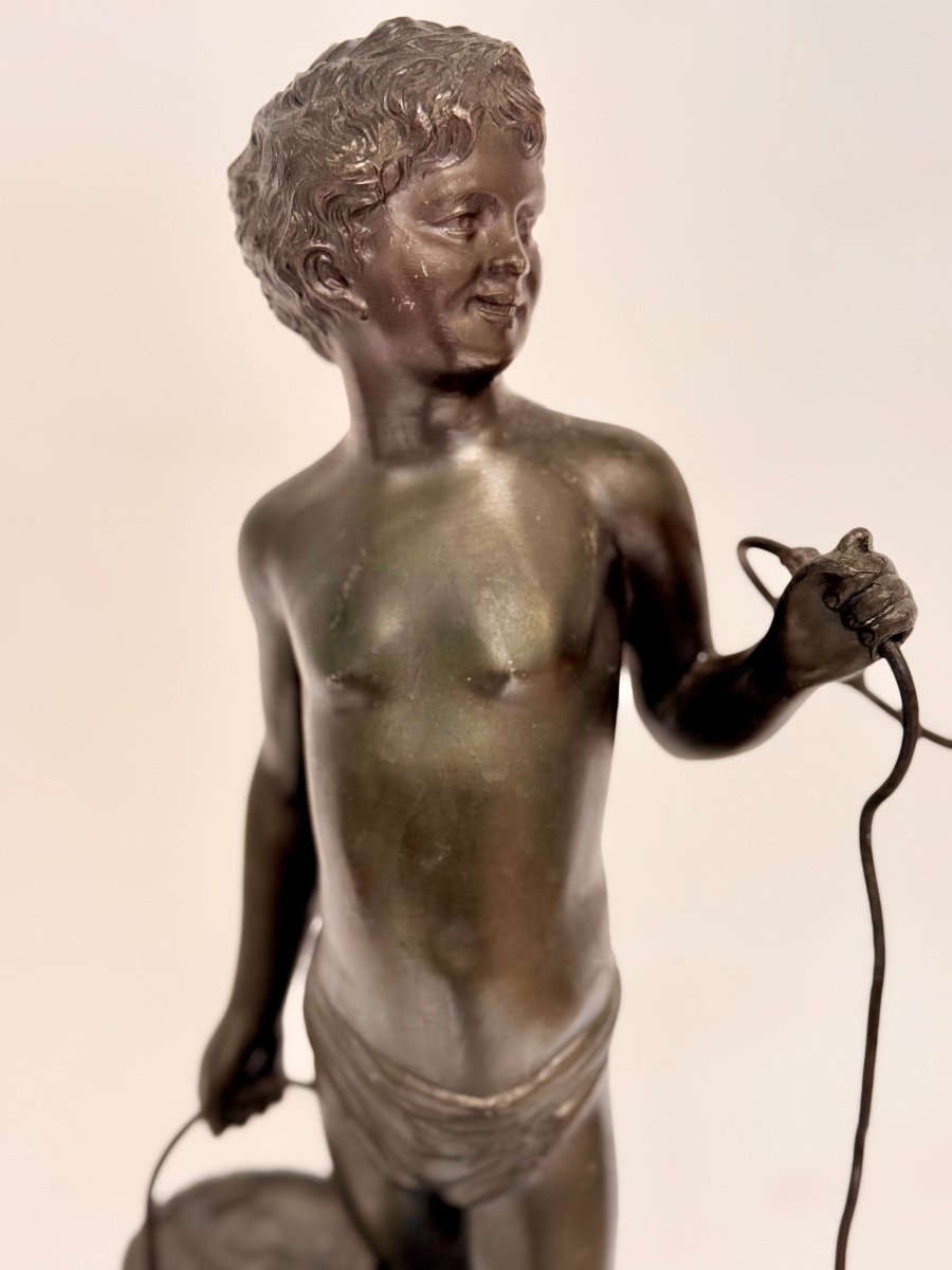 Bronze Sculpture. Boy Late 19th Century. H 38 Cm List Price-photo-3