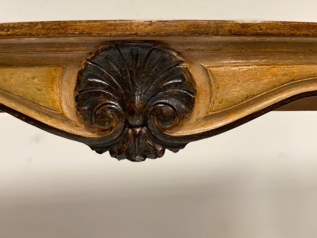 Console Laquée Peinte Avec Plateau Imitation Marbre, Lombardie, Piémont, Milieu Du XIXe Siècle-photo-3