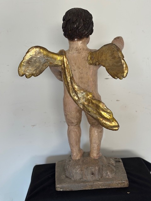 Wooden Angel With Wings. Central Italy, 17th Century. Height 78 Cm-photo-4