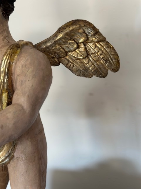 Wooden Angel With Wings. Central Italy, 17th Century. Height 78 Cm-photo-4