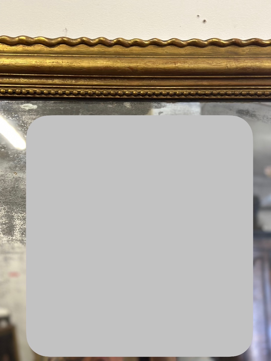 Miroir En Bois Sculpté Doré Avec Galon Sur Les Côtés XIXe Siècle-photo-5