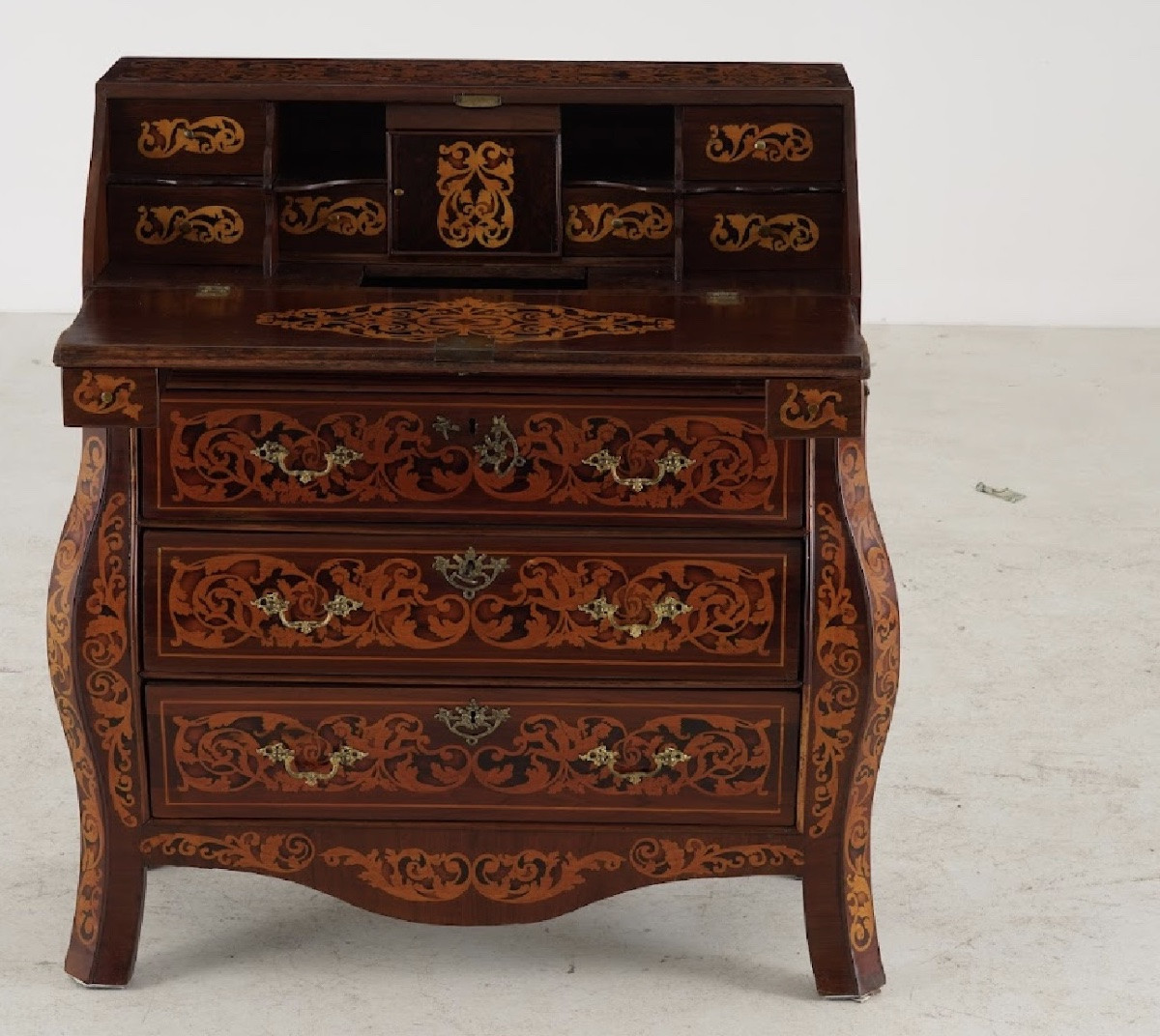 Veneered And Richly Inlaid Desk. Holland, Late 18th Century-photo-2