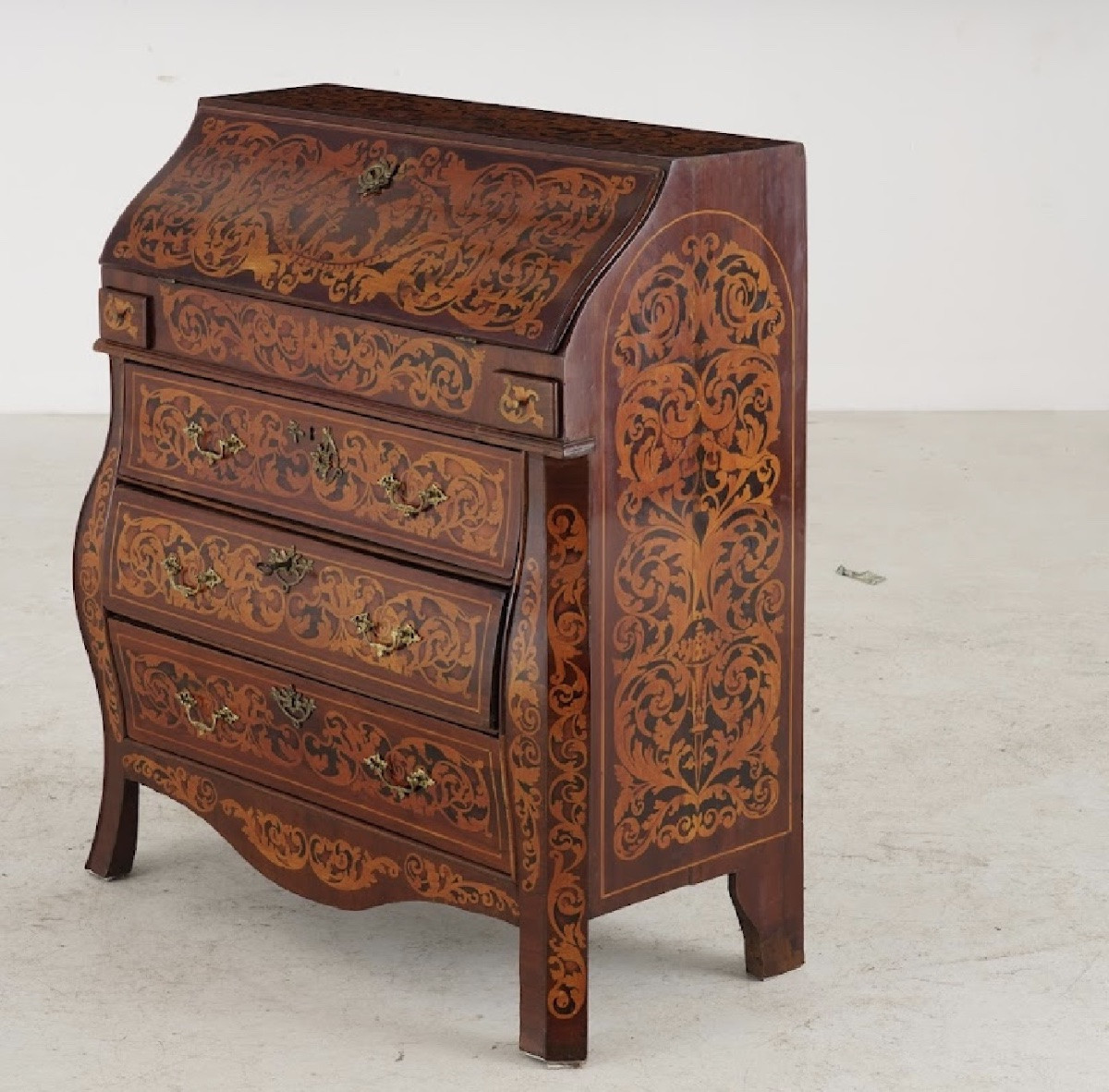 Veneered And Richly Inlaid Desk. Holland, Late 18th Century-photo-4