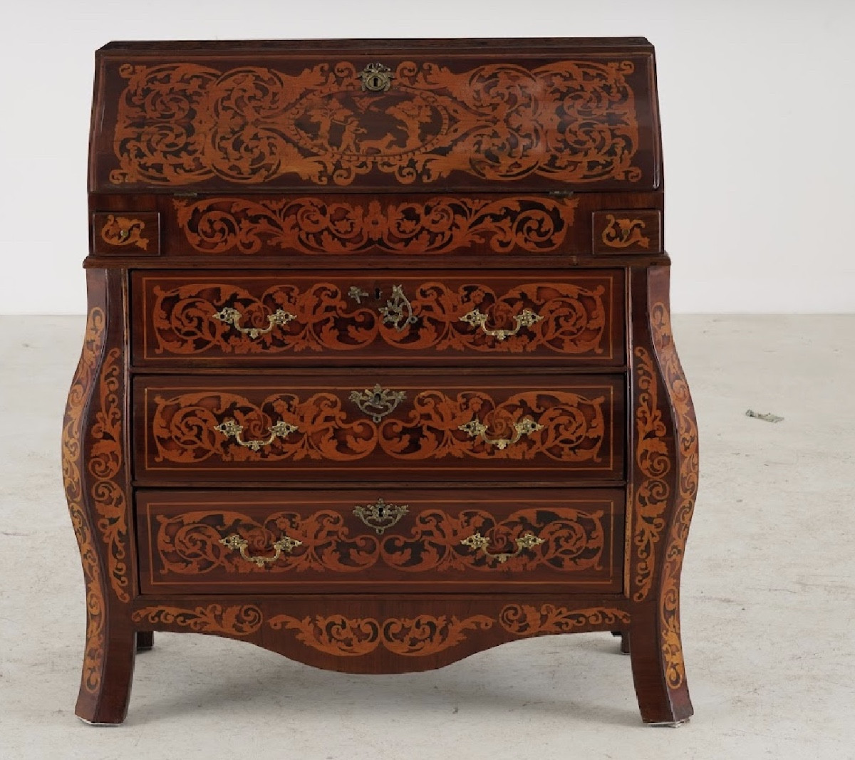 Veneered And Richly Inlaid Desk. Holland, Late 18th Century