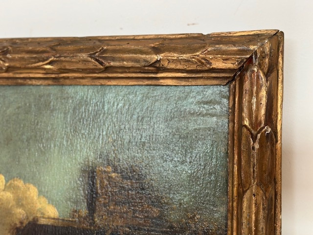Oil On Canvas. Landscape With Ruins Attributable To The Circle Of Leonardo Coccorante. Naples 1-photo-4