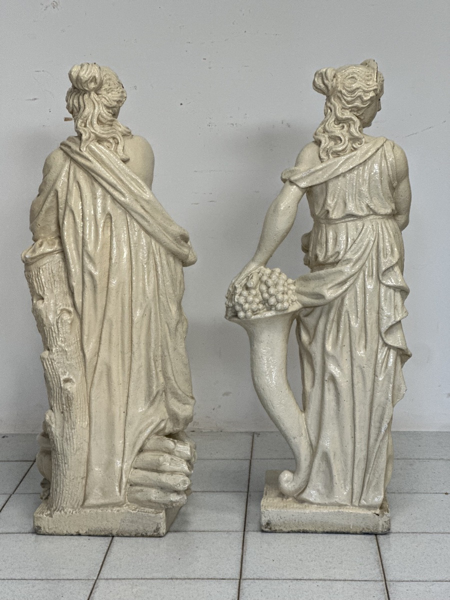 Pair Of Stone Grit Statues. Early 1900s. H 94 Cm-photo-5