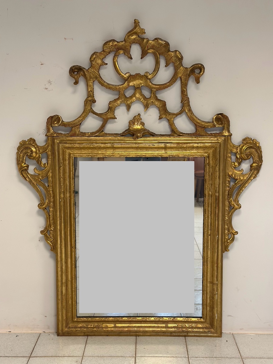 Miroir en bois sculpté et doré. Venise, XVIIIe siècle-photo-7