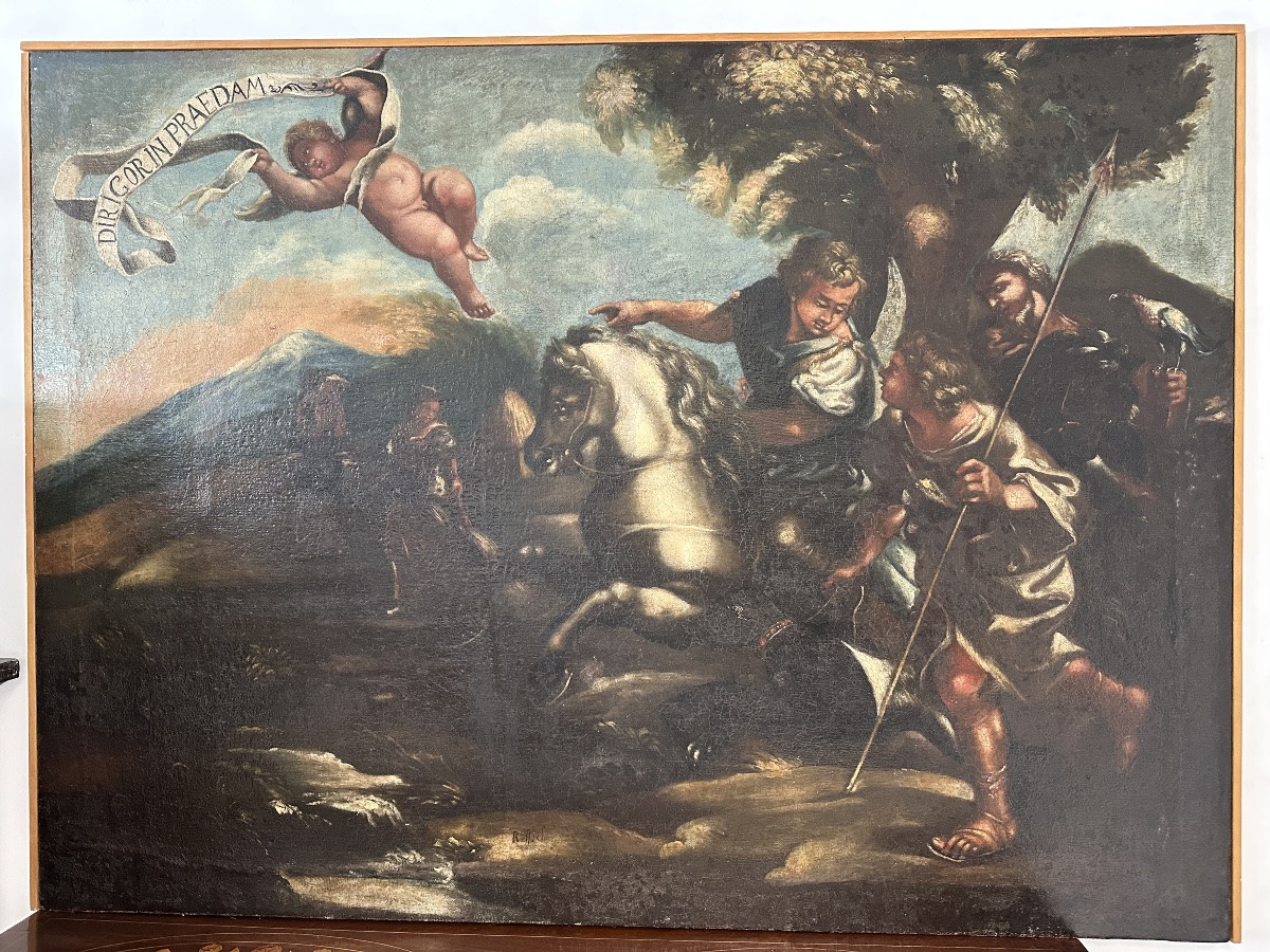 Biblical Hunting Scene, School Of Salvator Rosa, Oil On Canvas, Late 17th Century-photo-2