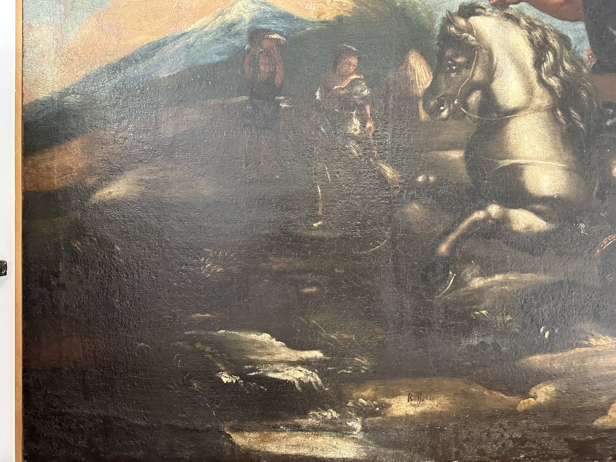 Biblical Hunting Scene, School Of Salvator Rosa, Oil On Canvas, Late 17th Century-photo-3