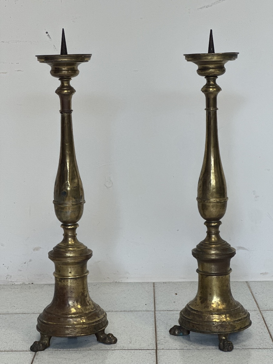 Paire de bougeoirs Empire. XIXe siècle-photo-2