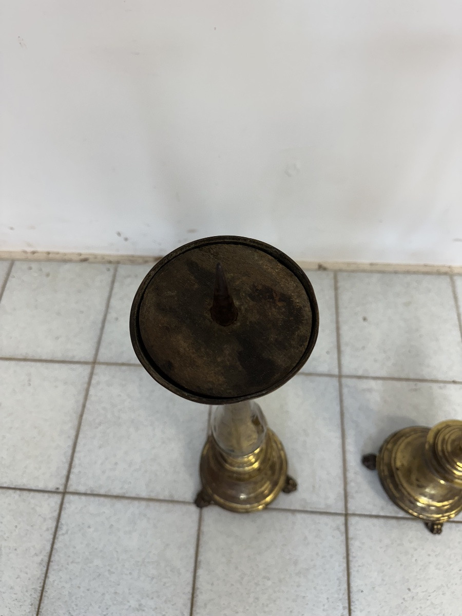 Paire de bougeoirs Empire. XIXe siècle-photo-3