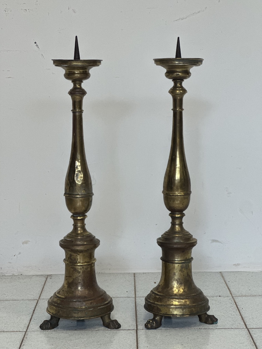 Paire de bougeoirs Empire. XIXe siècle