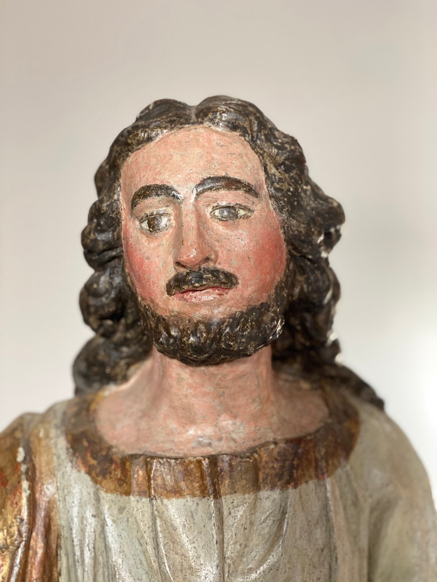 Sculpture en bois laqué polychrome, XVIIe siècle-photo-4