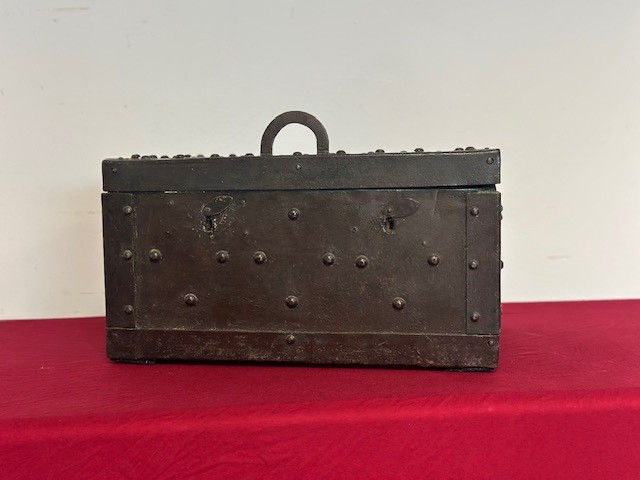 Antique Wrought Iron Chest From The 19th Century