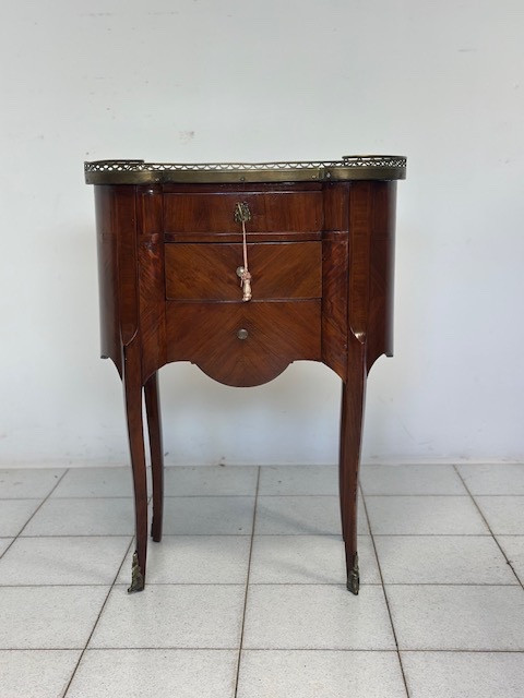 French Oval Coffee Table With Drawers, From 1800, Richly Inlaid (restored).