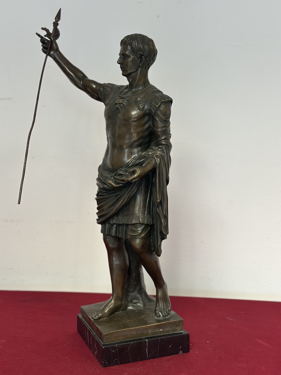 Lost-wax Bronze Sculpture Of Augustus Prima Porta, 20th Century, 63 Cm-photo-4