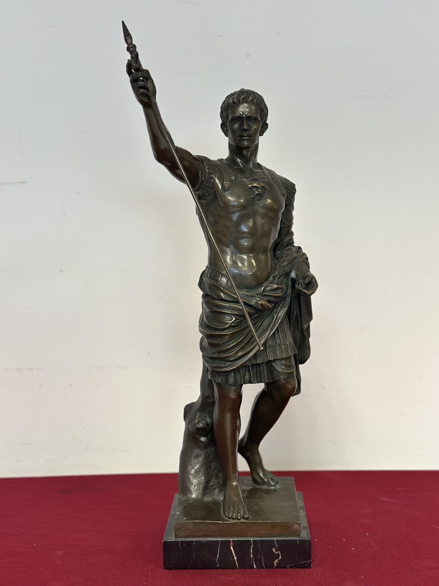 Lost-wax Bronze Sculpture Of Augustus Prima Porta, 20th Century, 63 Cm-photo-5