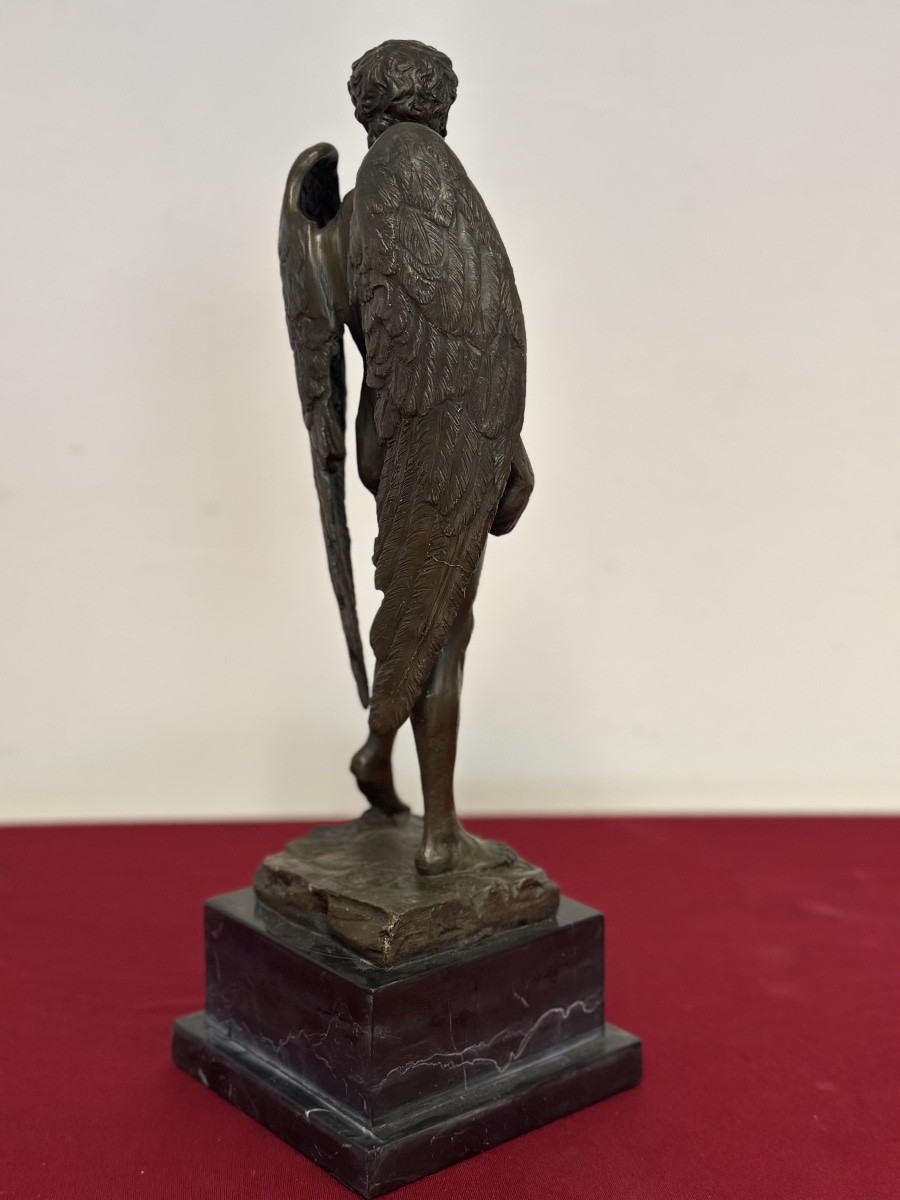 Sculpture en bronze sur socle en marbre. XXe siècle-photo-4