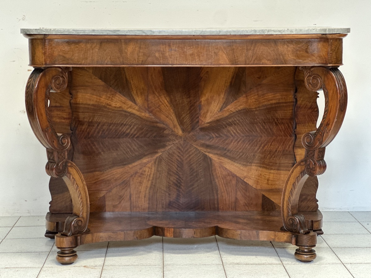 Consolle Carlo X Lombarda In Noce .xix Restaurata-photo-1
