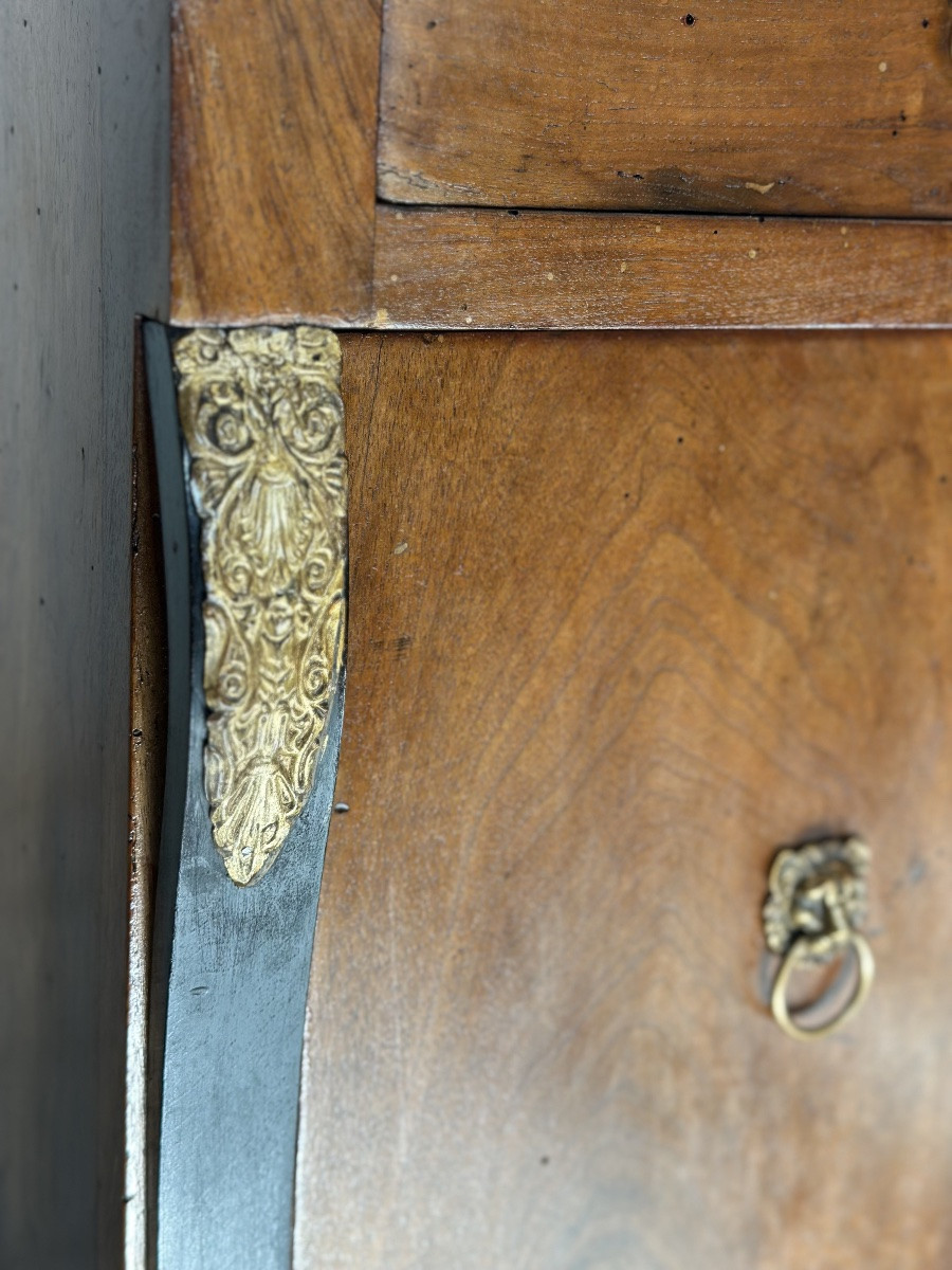 Pair Of Empire Walnut Bedside Tables, Early 19th Century Italy-photo-4