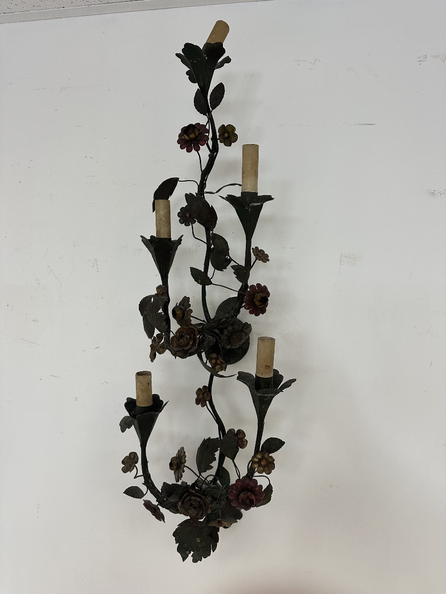 Five-light Capodimonte Wall Lamp. Early 20th Century.-photo-2