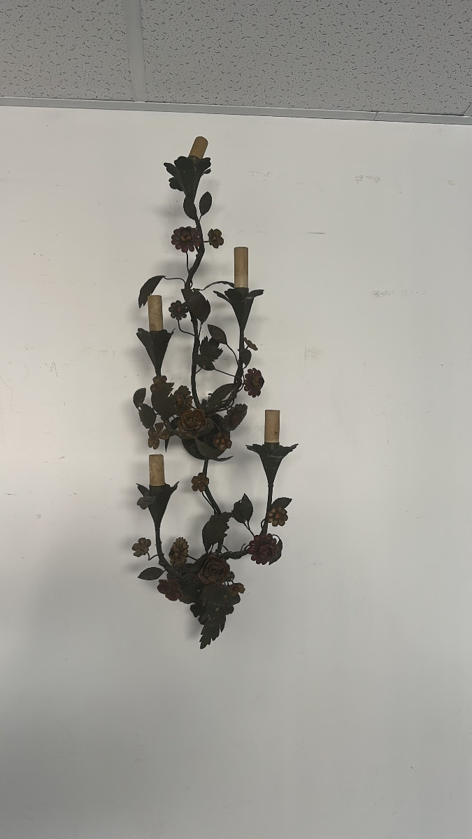 Five-light Capodimonte Wall Lamp. Early 20th Century.-photo-4