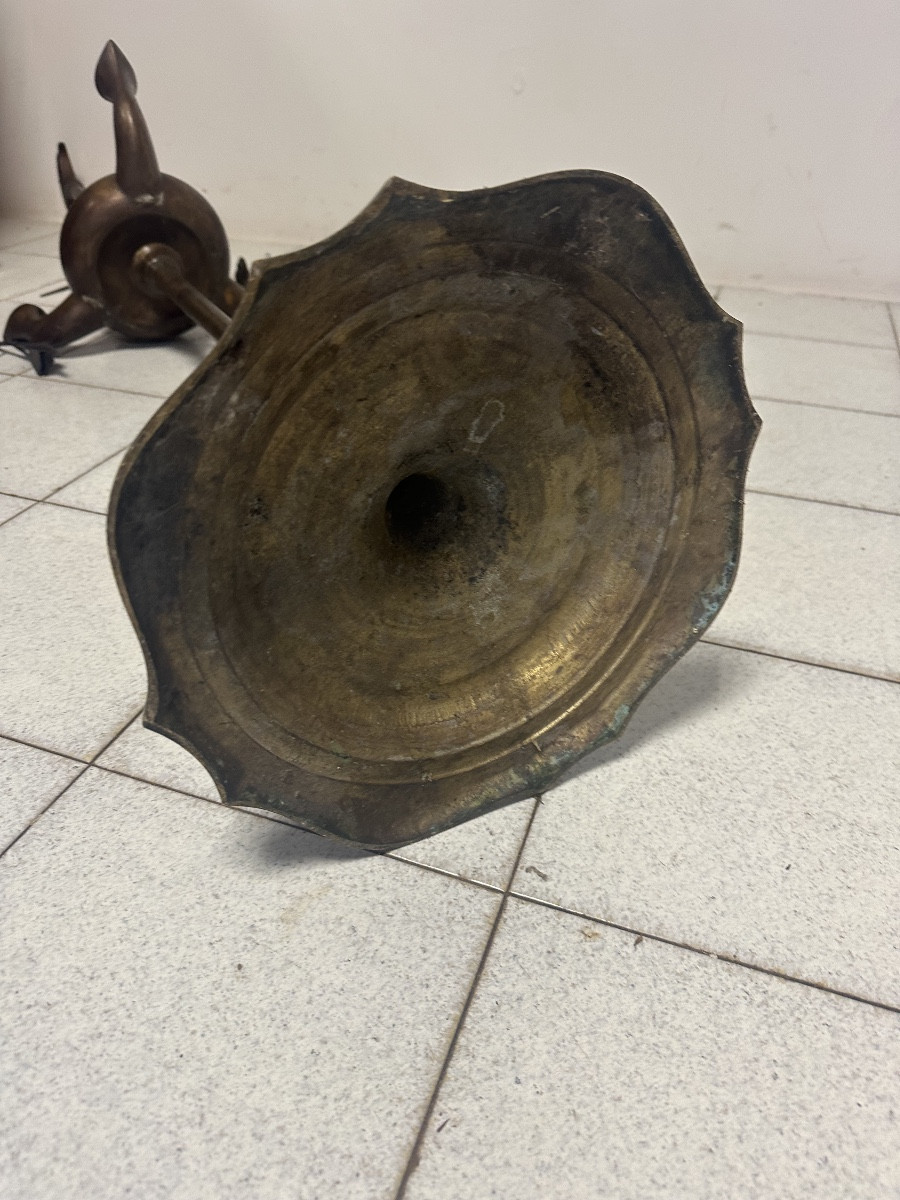 Florentine Bronze Floor Lamp, H 180 Cm. Early 19th Century.-photo-4