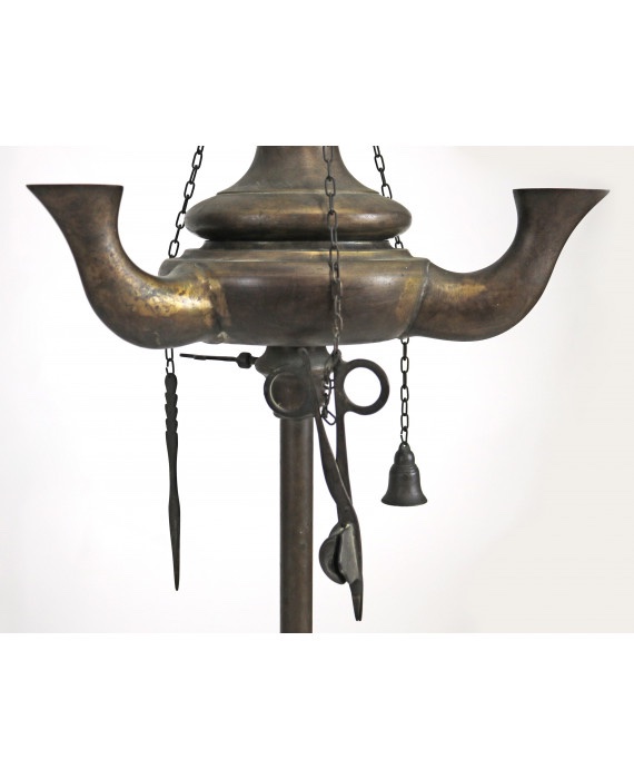 Lampadaire florentin en bronze, H 180 cm. Début XIXe siècle.-photo-3
