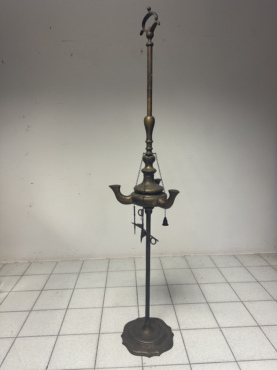 Florentine Bronze Floor Lamp, H 180 Cm. Early 19th Century.-photo-1
