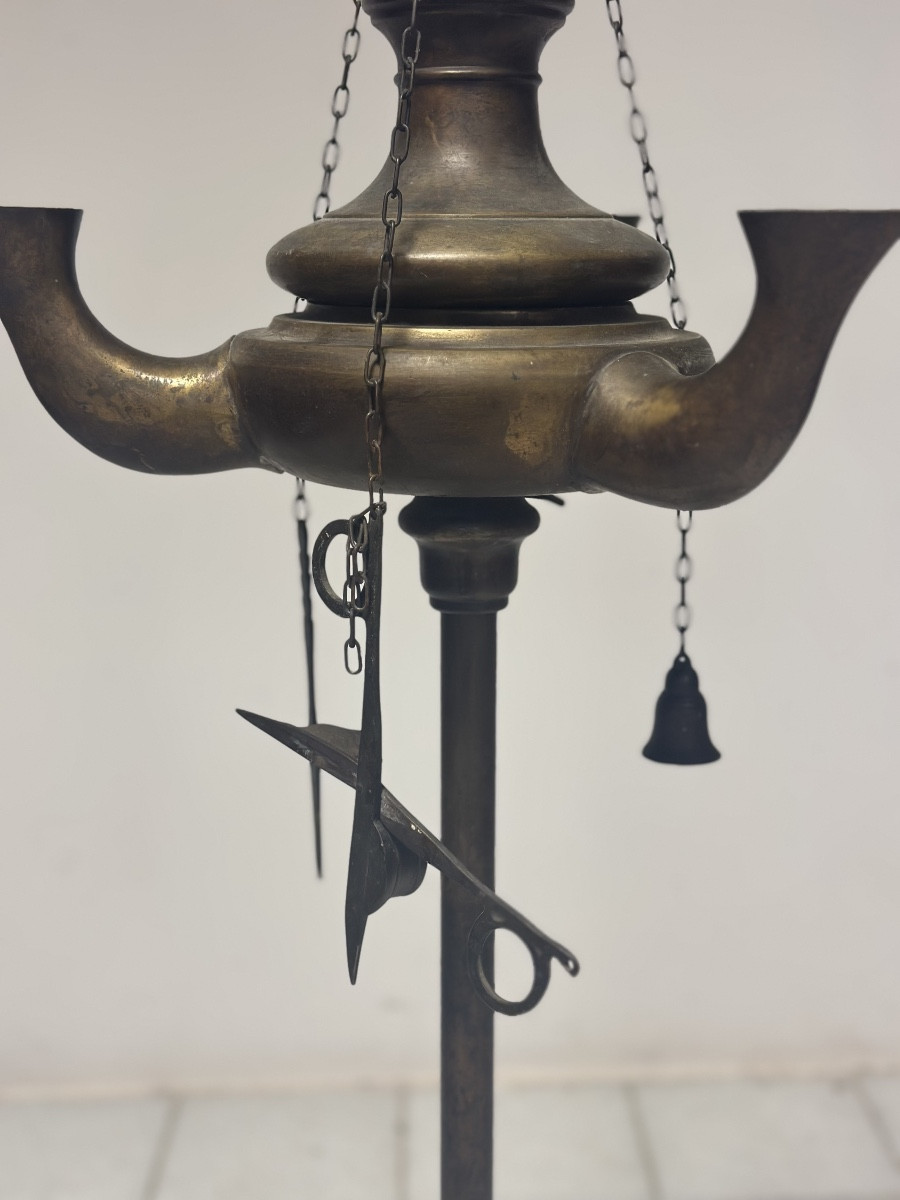 Florentine Bronze Floor Lamp, H 180 Cm. Early 19th Century.-photo-2