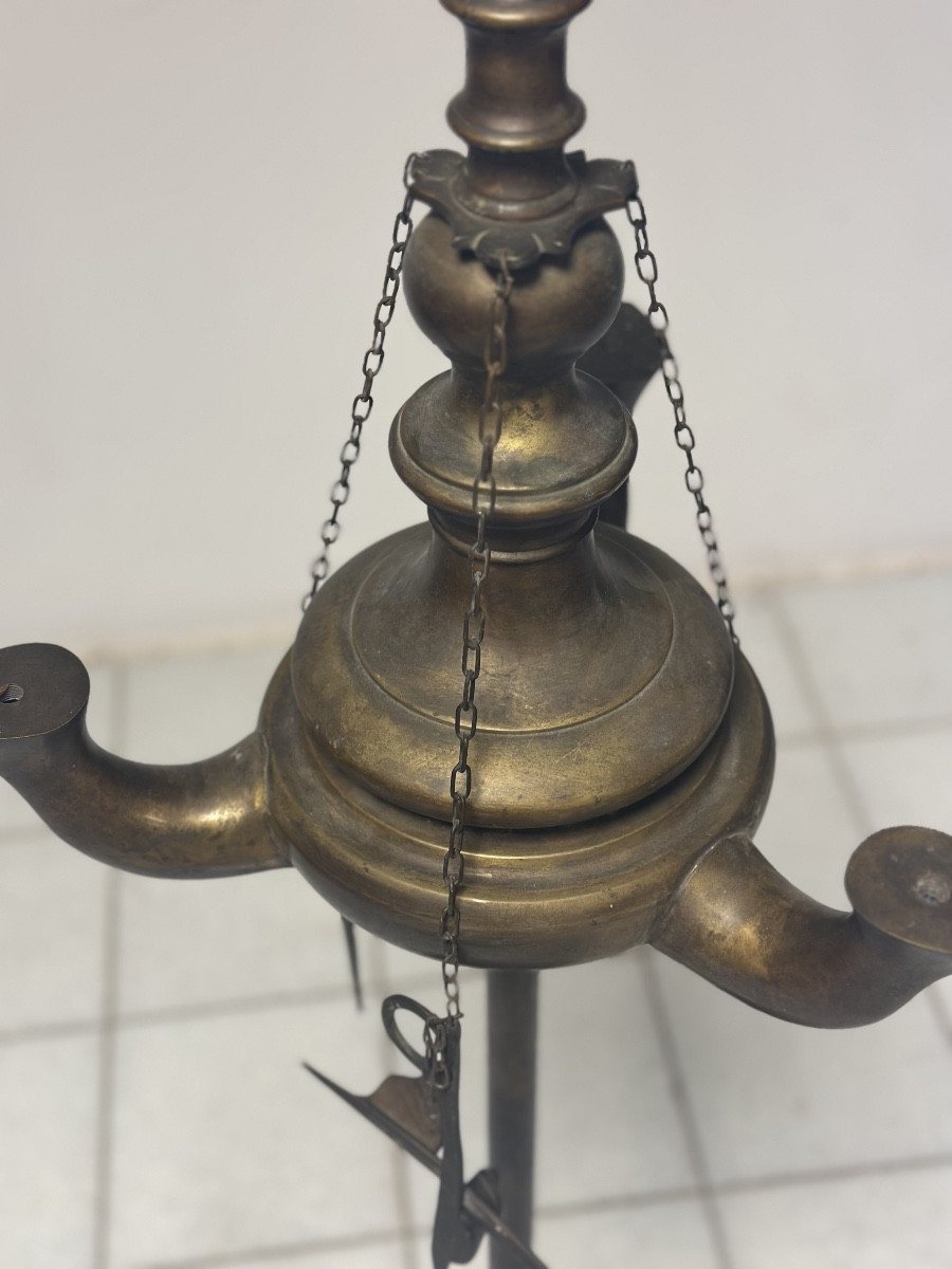 Florentine Bronze Floor Lamp, H 180 Cm. Early 19th Century.-photo-4