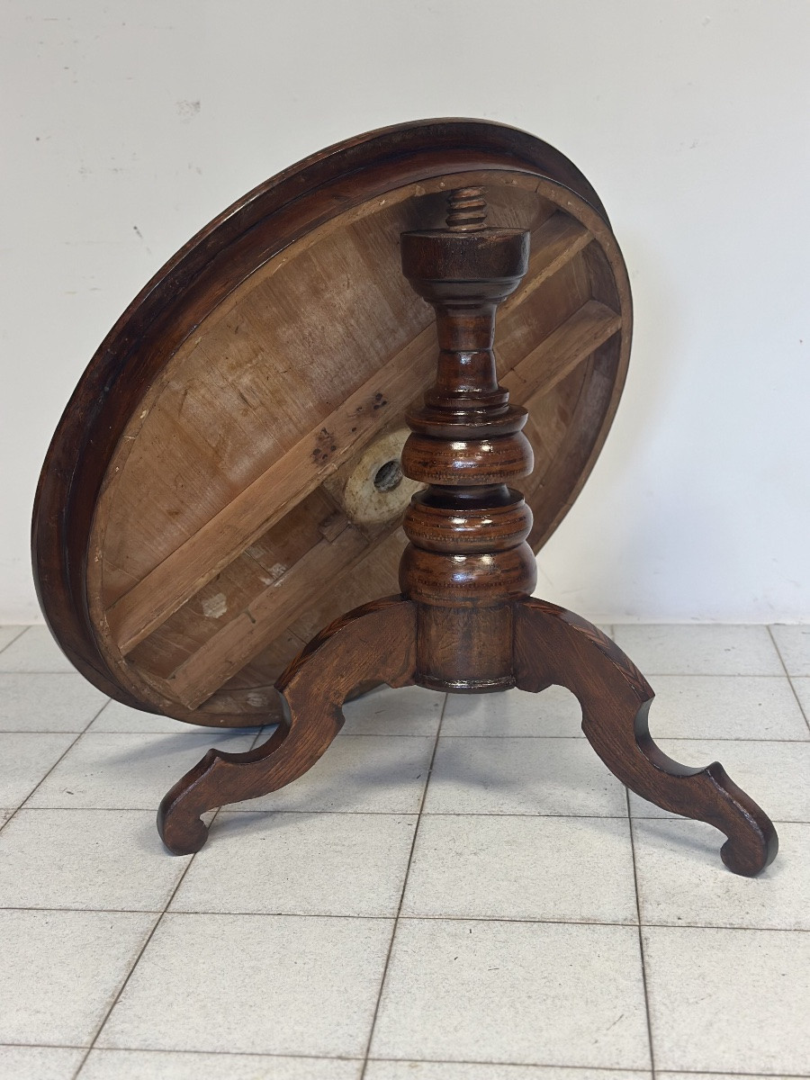 Table basse ronde marquetée Rolino, seconde moitié du XIX-photo-5