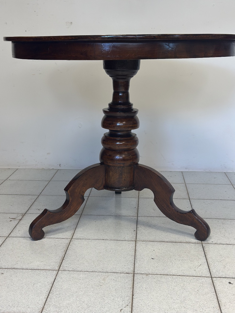 Table basse ronde marquetée Rolino, seconde moitié du XIX-photo-6