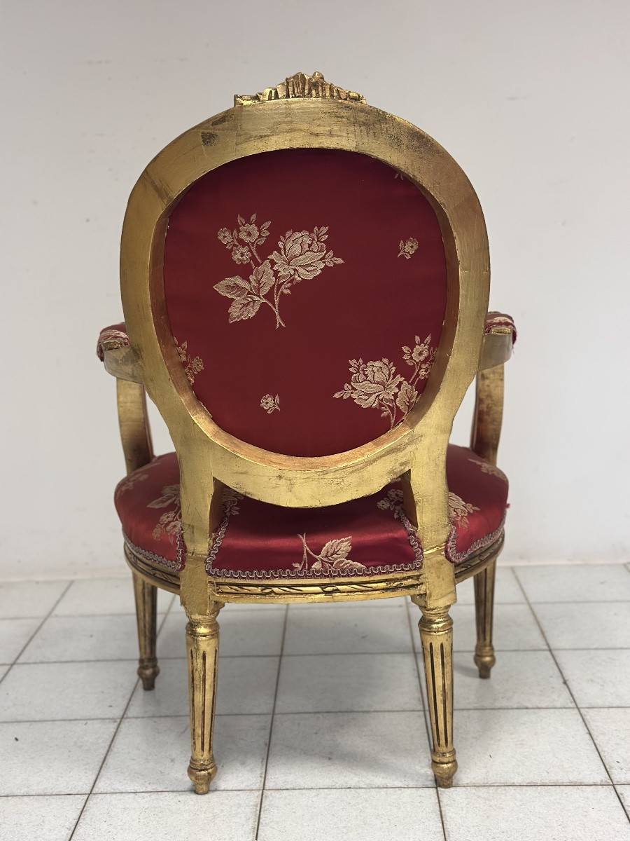 Fauteuil Napoléon III en bois sculpté et doré  -photo-4