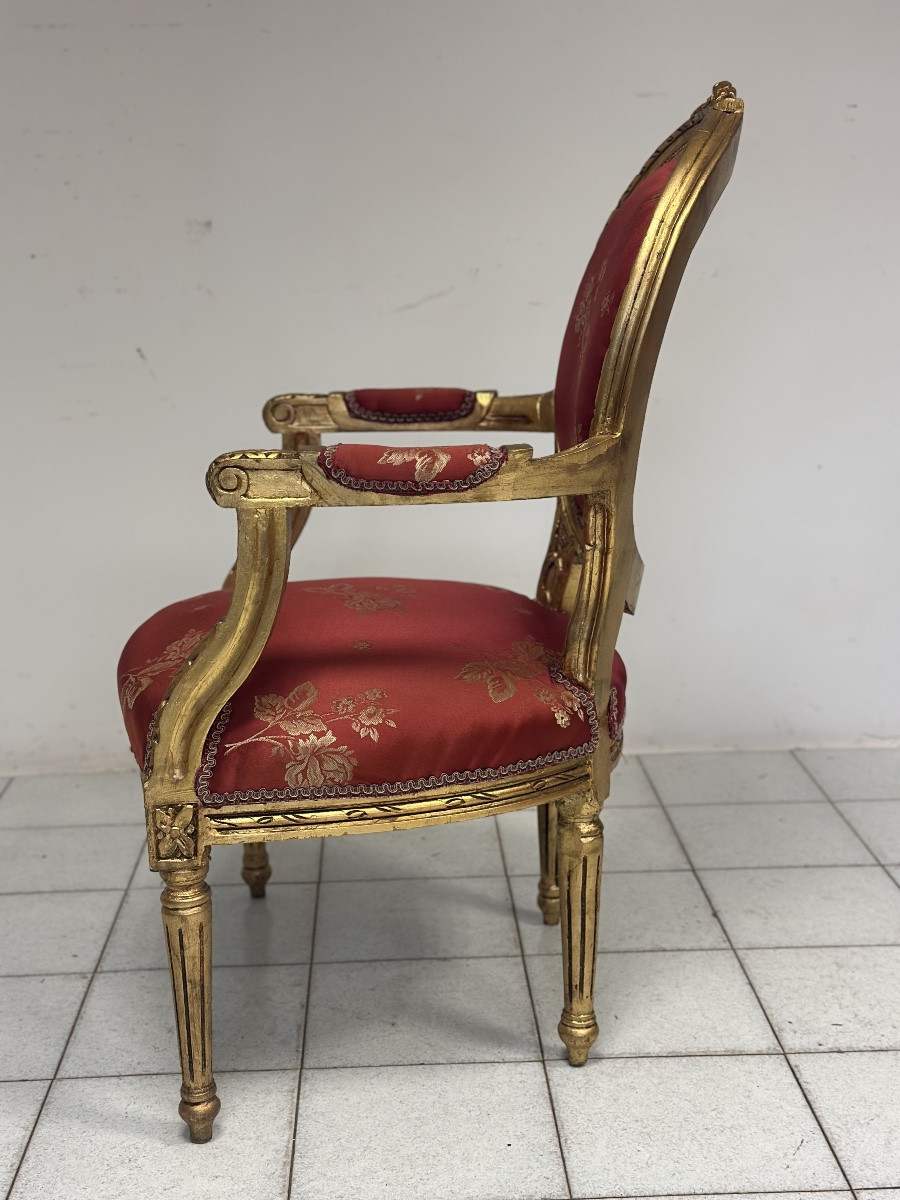 Fauteuil Napoléon III en bois sculpté et doré  -photo-5