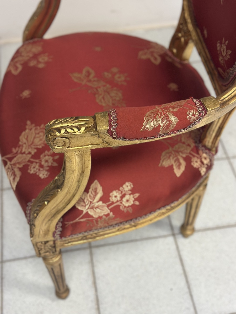 Fauteuil Napoléon III en bois sculpté et doré  -photo-6