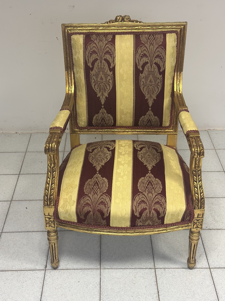 Napoleon III Armchair In Carved And Gilded Wood-photo-2