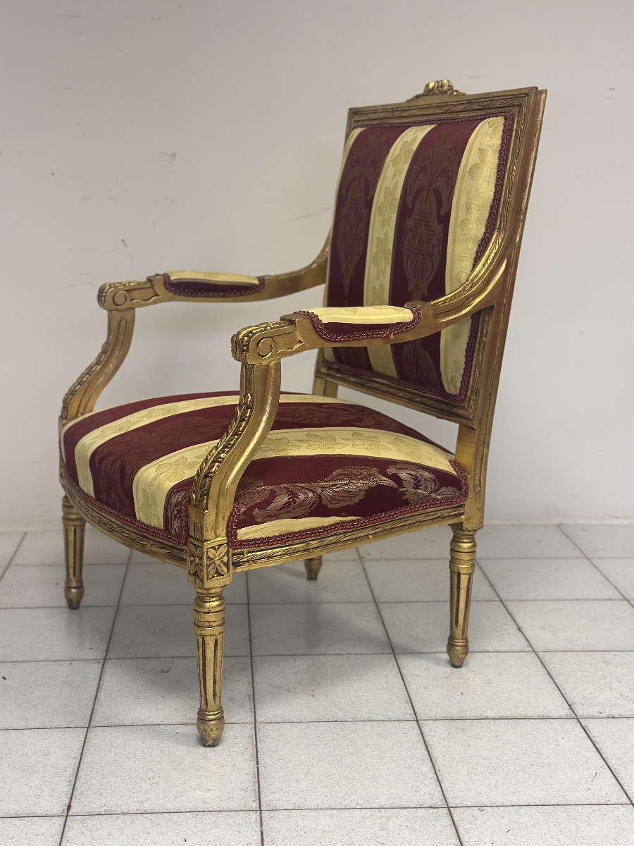 Napoleon III Armchair In Carved And Gilded Wood-photo-4