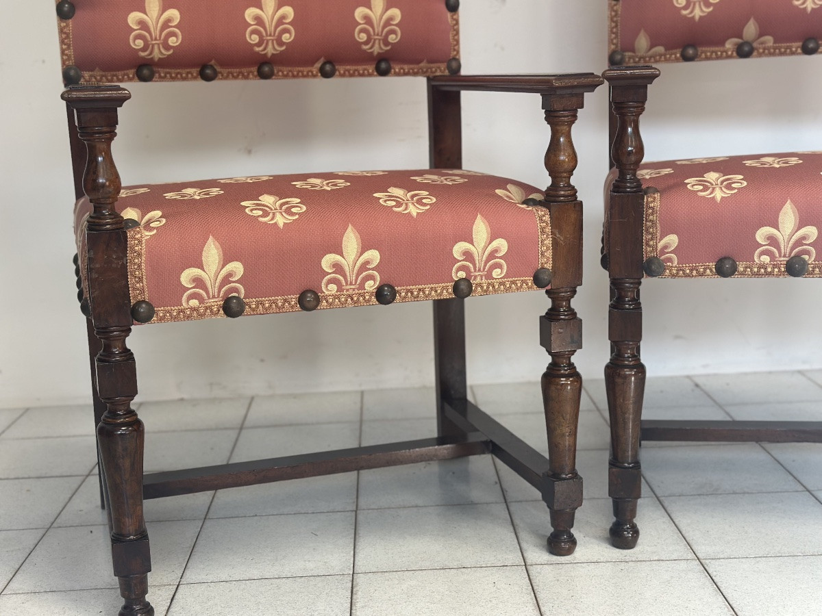 Pair Of Stately Chairs. Rome, 18th Century. Restoration Completed.-photo-4