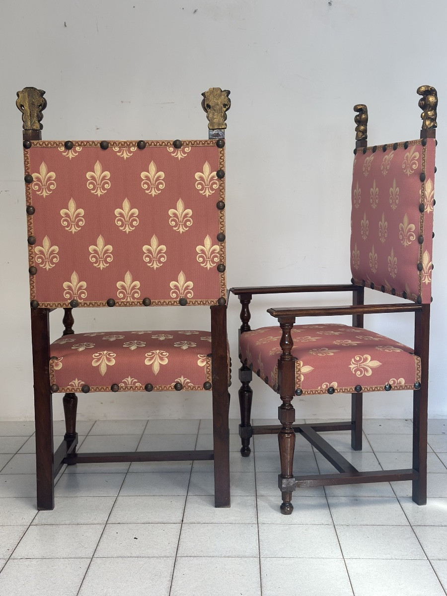 Pair Of Stately Chairs. Rome, 18th Century. Restoration Completed.-photo-6