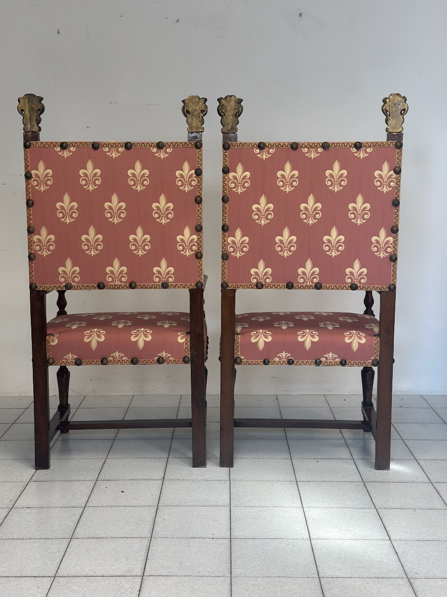 Pair Of Stately Chairs. Rome, 18th Century. Restoration Completed.-photo-7