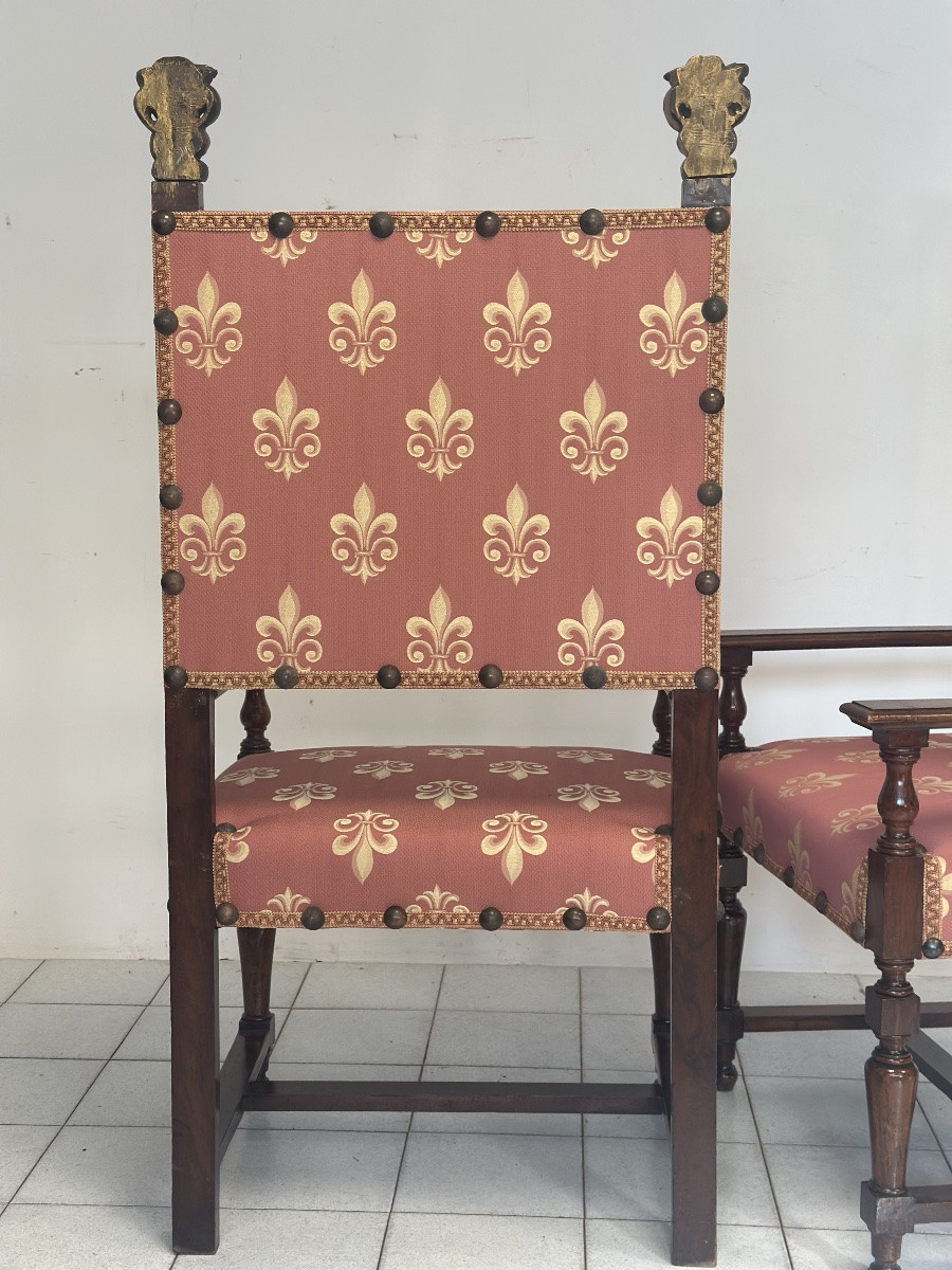 Pair Of Stately Chairs. Rome, 18th Century. Restoration Completed.-photo-8