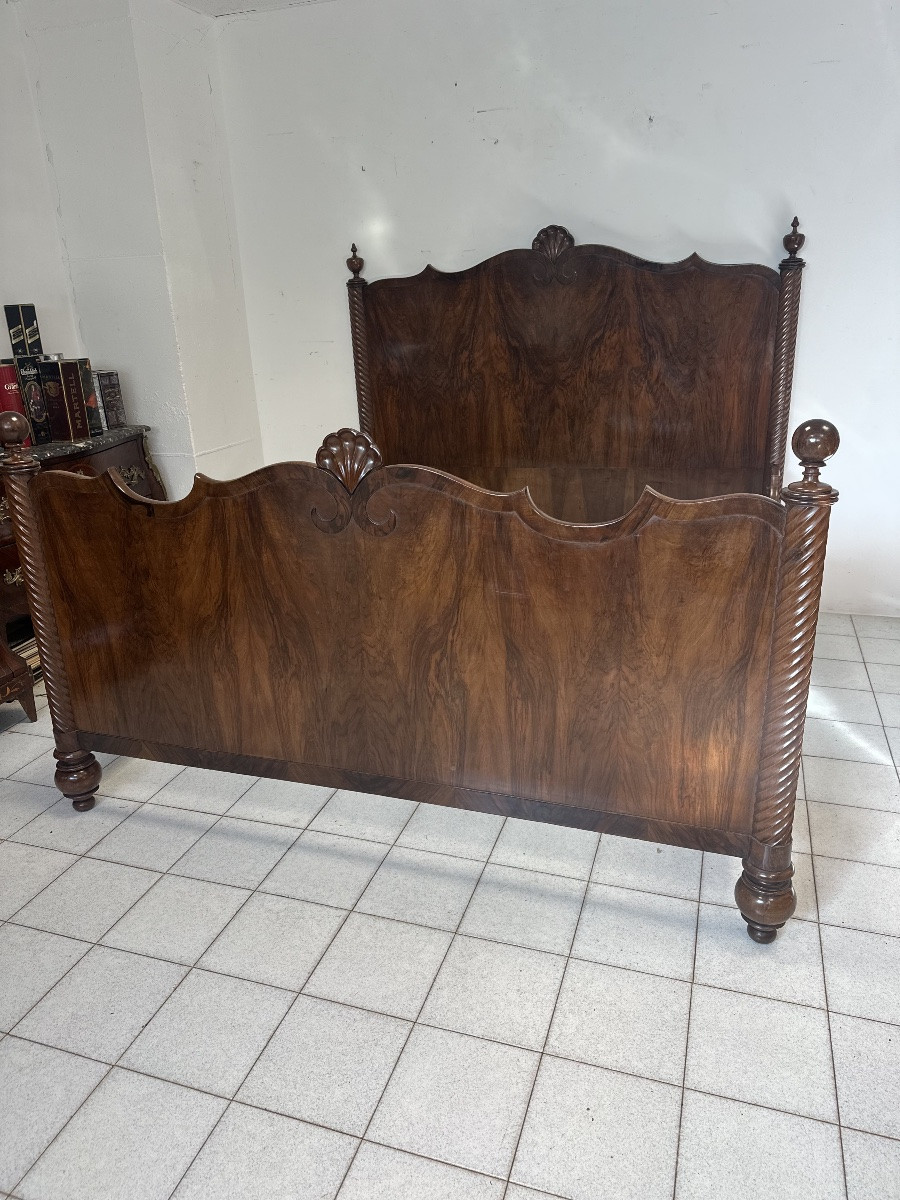 Lombard Charles X Double Bed From The Early 19th Century In Emilia-romagna, Italy. Restored.-photo-1