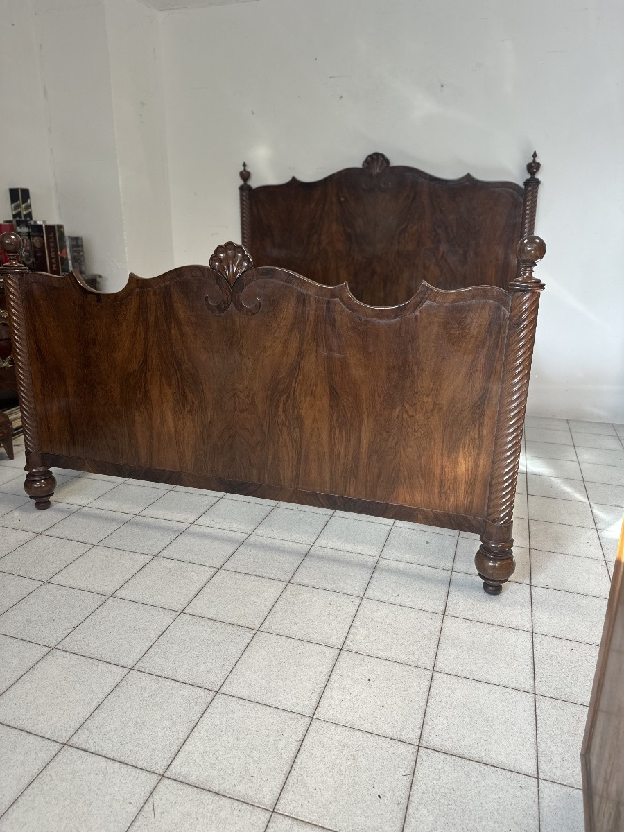 Lombard Charles X Double Bed From The Early 19th Century In Emilia-romagna, Italy. Restored.-photo-4