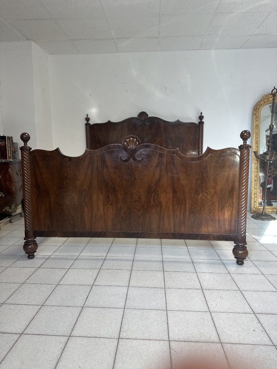 Lombard Charles X Double Bed From The Early 19th Century In Emilia-romagna, Italy. Restored.